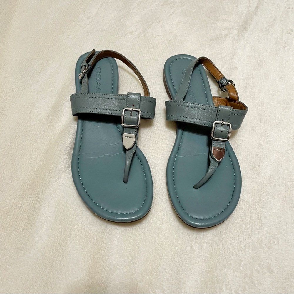 Light Blue Coach Flat Leather Sandals US Women’s size 6